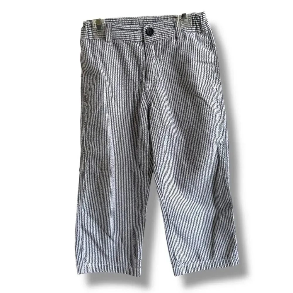 5/$20     Gymboree White and Blue Casual Bottoms Relaxed Fit Seersucker Pants 3T